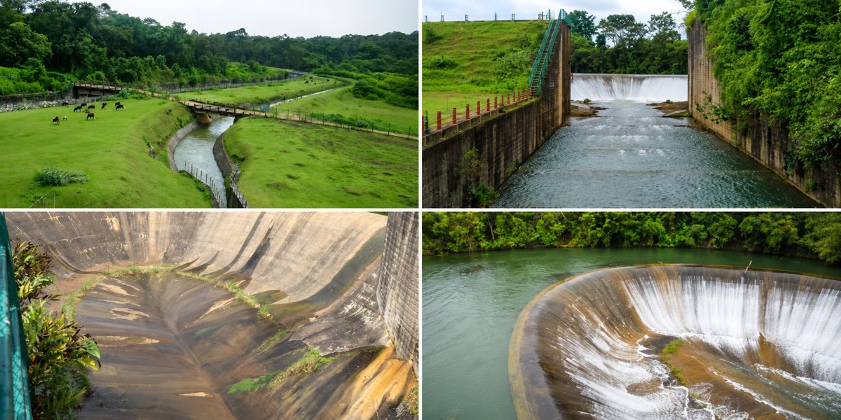 Lush green landscapes and spillways